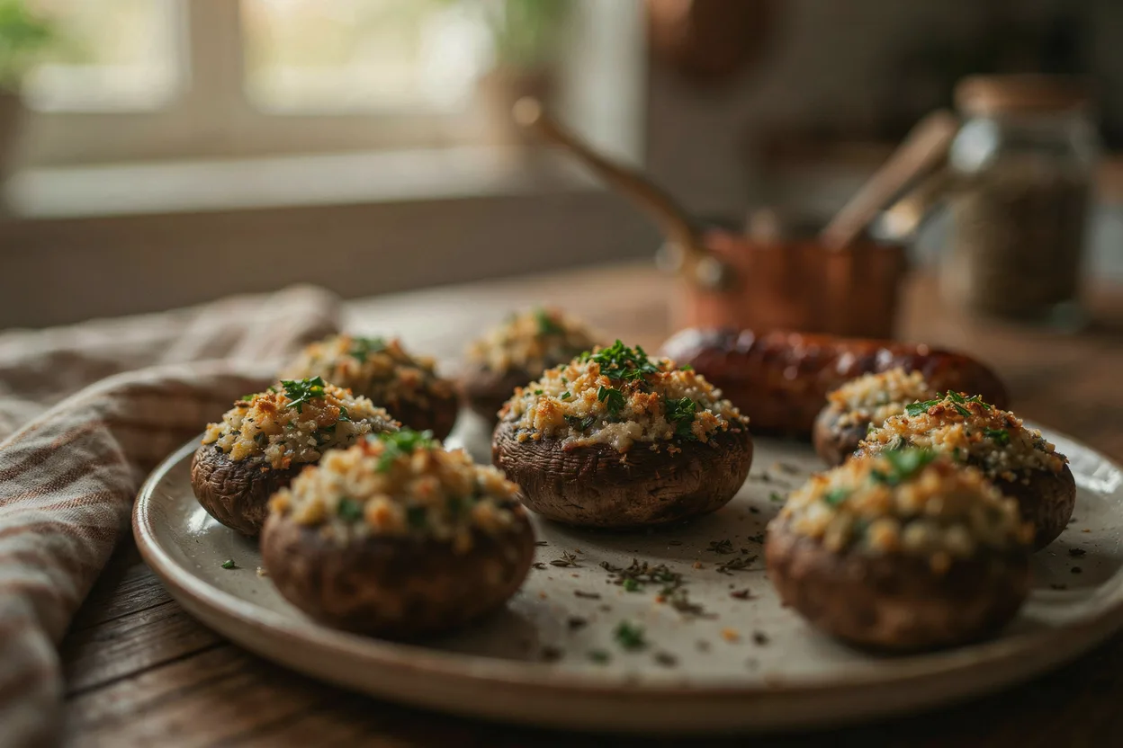 Thanksgiving Stuffed Mushrooms hero shot