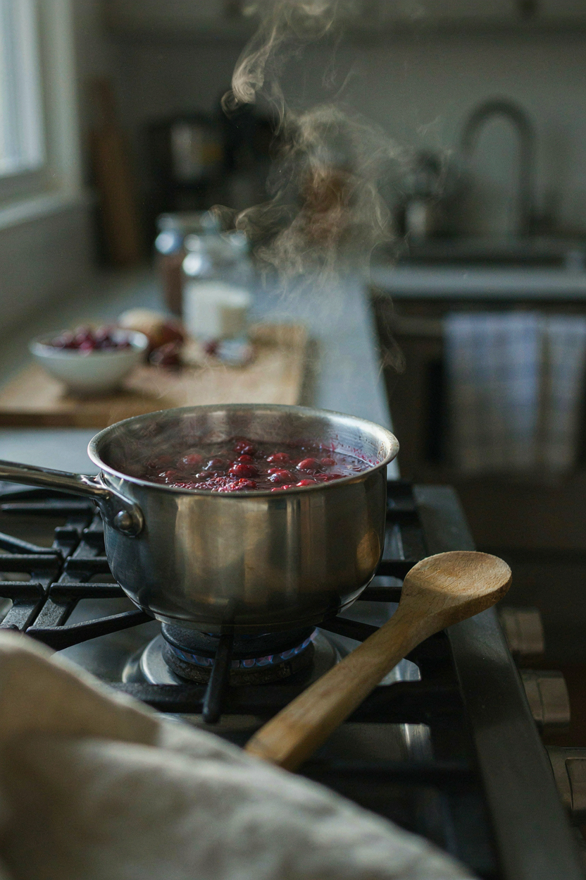 Cranberry sauce simmer