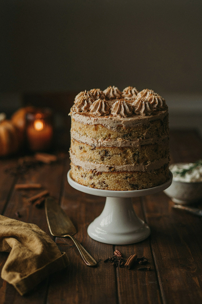 Finished spice cake with frosting