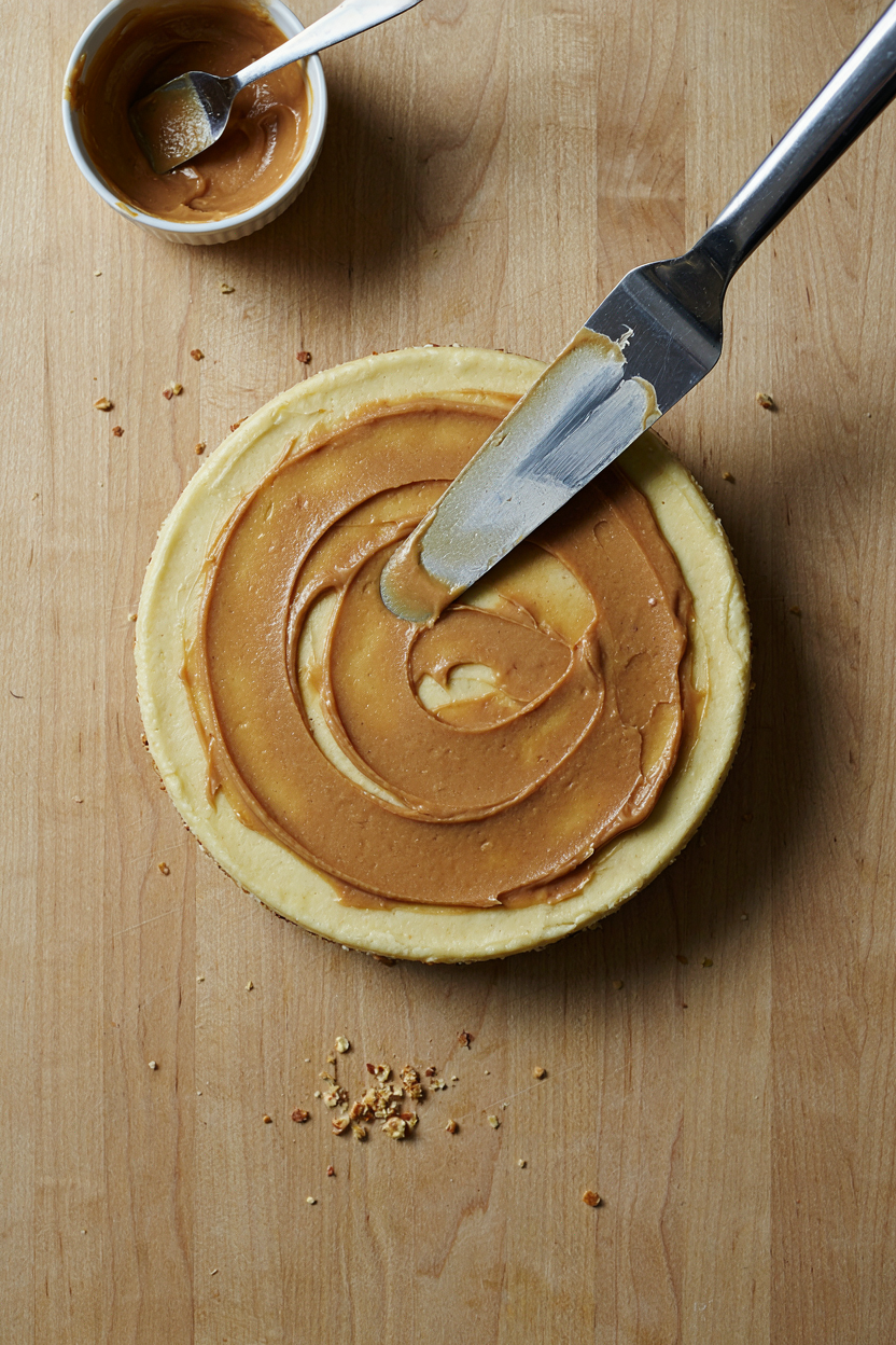 Frosting being spread on cake