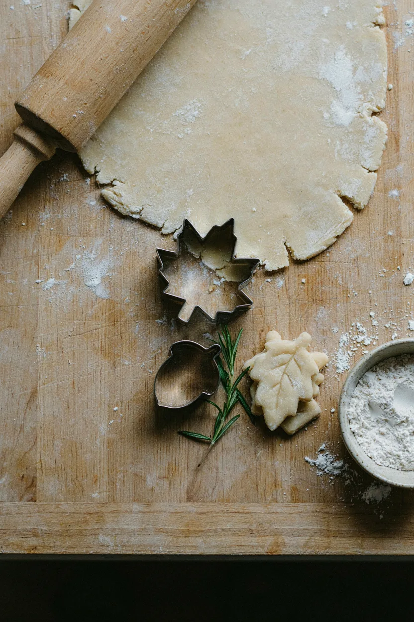 Fall-shaped cookies cut from dough