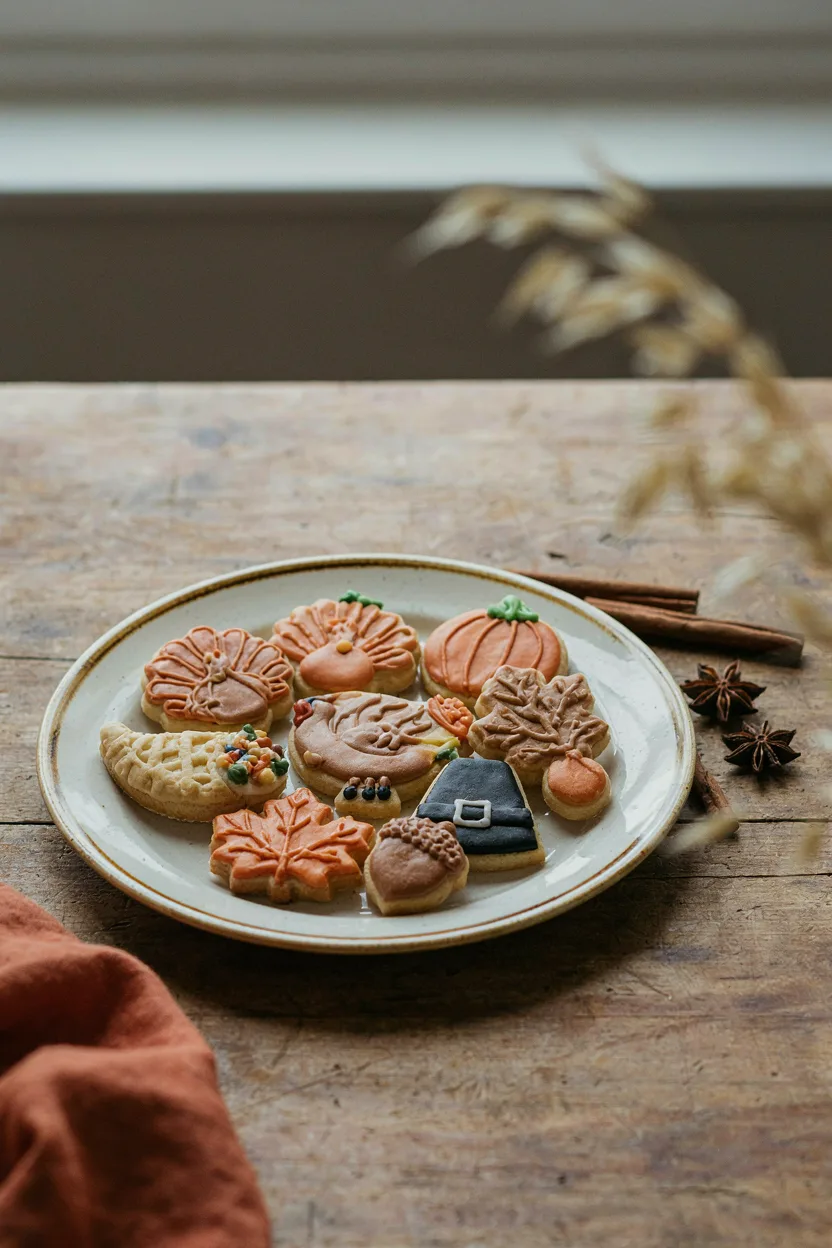 Decorated Thanksgiving sugar cookies
