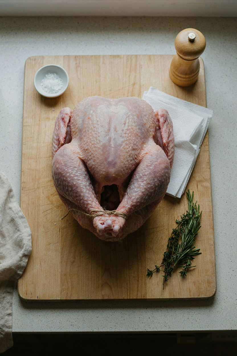 Turkey being prepared for dry brine
